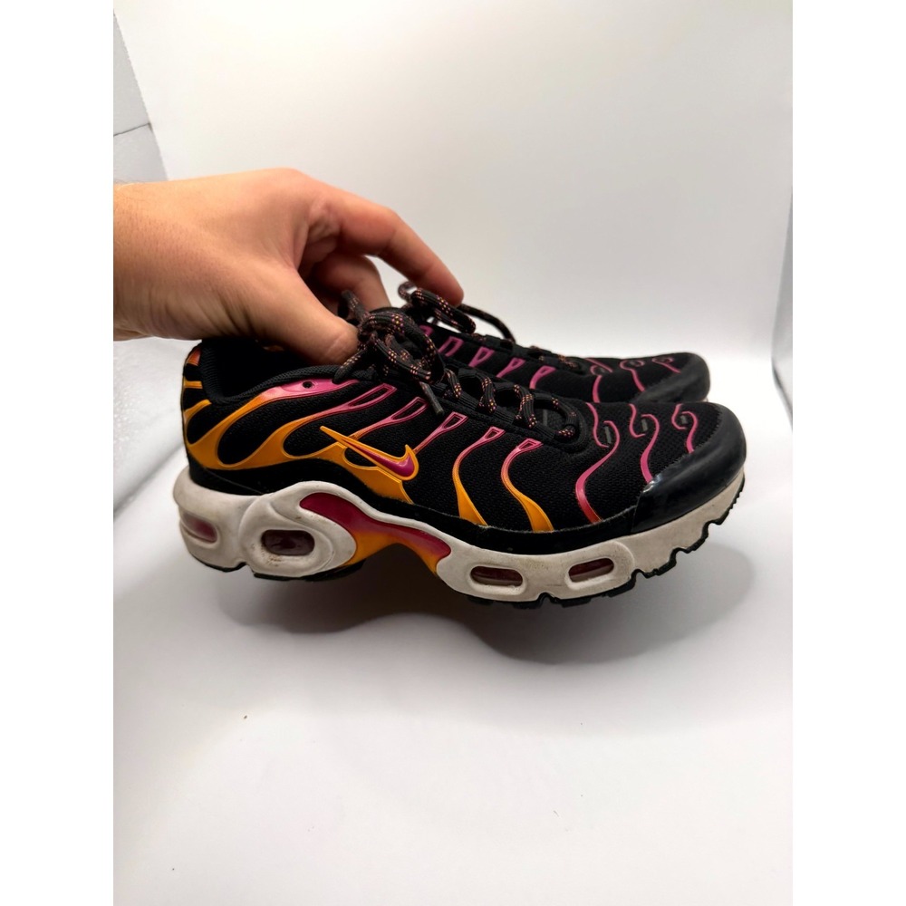 Nike Air Max Plus GS Dx9264-001 Kids 3.5 Sneaker Black Active Pink Mesh Shoes - Picture 4 of 9